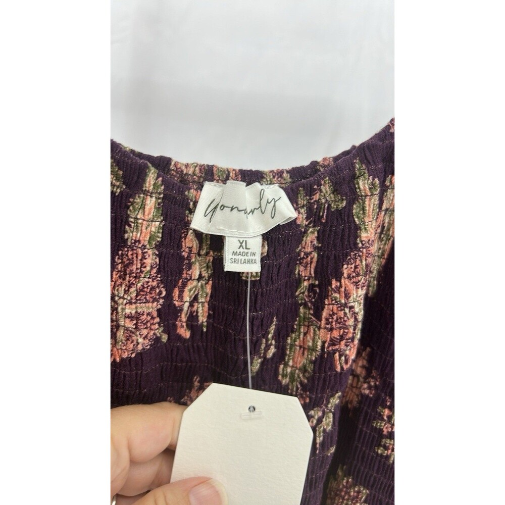 Wonderly Plum Floral Bishop Sleeve Maxi Dress NWT - Picture 3 of 4